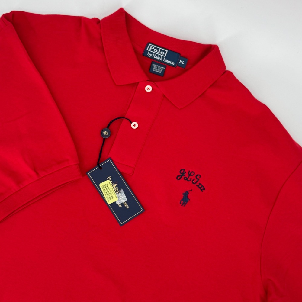Polo Ralph Lauren Mens XL Red Short Sleeve Monogram Pony Logo Pique Shirt NWT